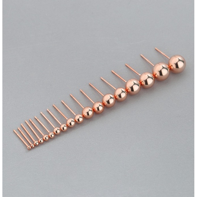 [พร้อมส่ง] 925 sterling silver ball stud earring with 14 k gold platted ต่างหูเงินแท้ 925 ชุบพิงค์​โกลตุ้มหูแฟชั่น