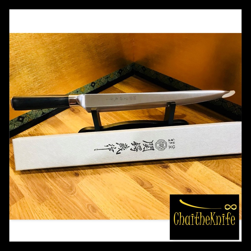 มีดเชฟ ญี่ปุ่น ยานากิบะ ใบมีดยาว 23 cm ด้ามจับไม้เนื้อแข็ง Yanagiba Fish Knife blade long 23 cm hard wooden handle