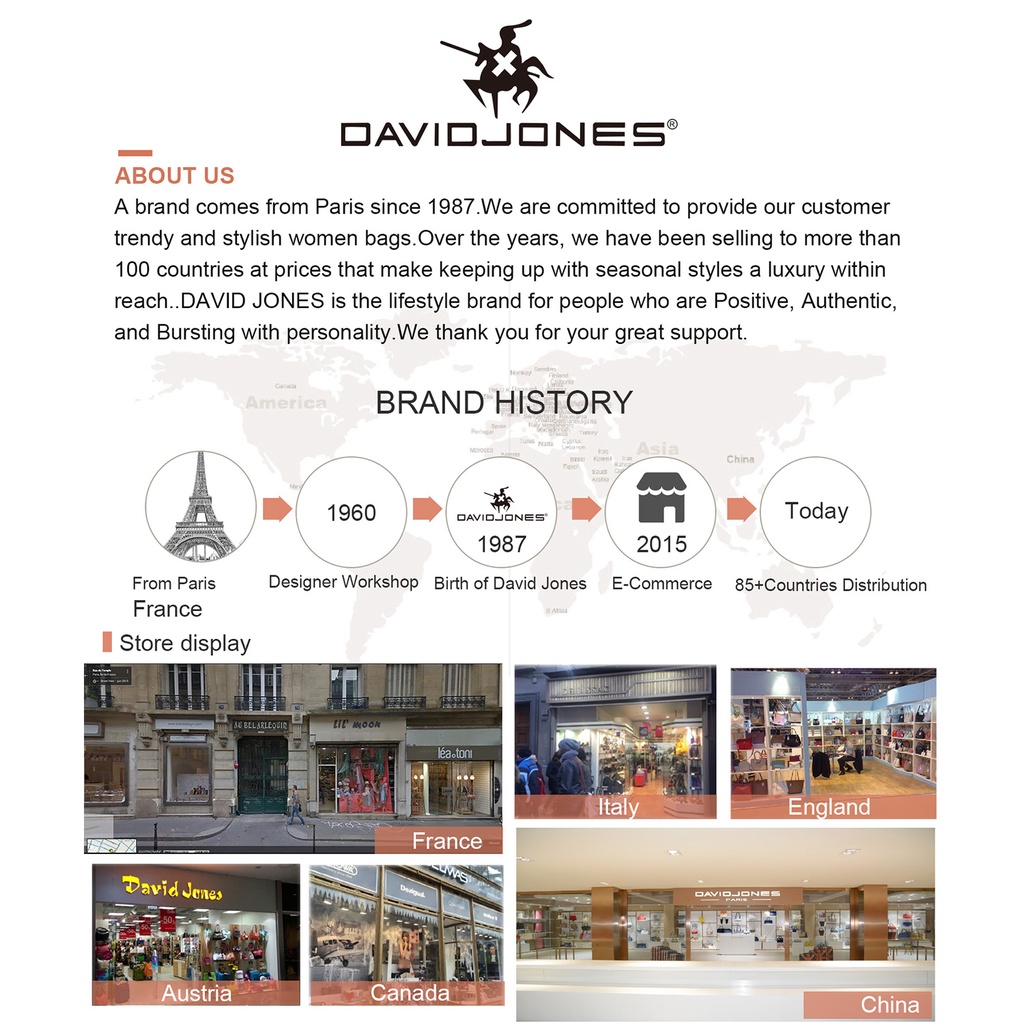 David Jones Paris กระเป๋าสะพายข้าง เเฟชั่นสำหรับผู้หญิง