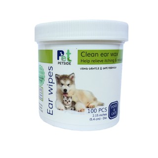 PETSIDE Ear Wipes (100 pcs.) แผ่นเปียกเช็ดหู ผ้าเปียกทำความสะอาดหู