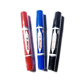 ปากกาเคมี2หัว มี3สี ปากกาเมจิก ปากกาเคมี ตราม้า 1อัน (ของแท้)