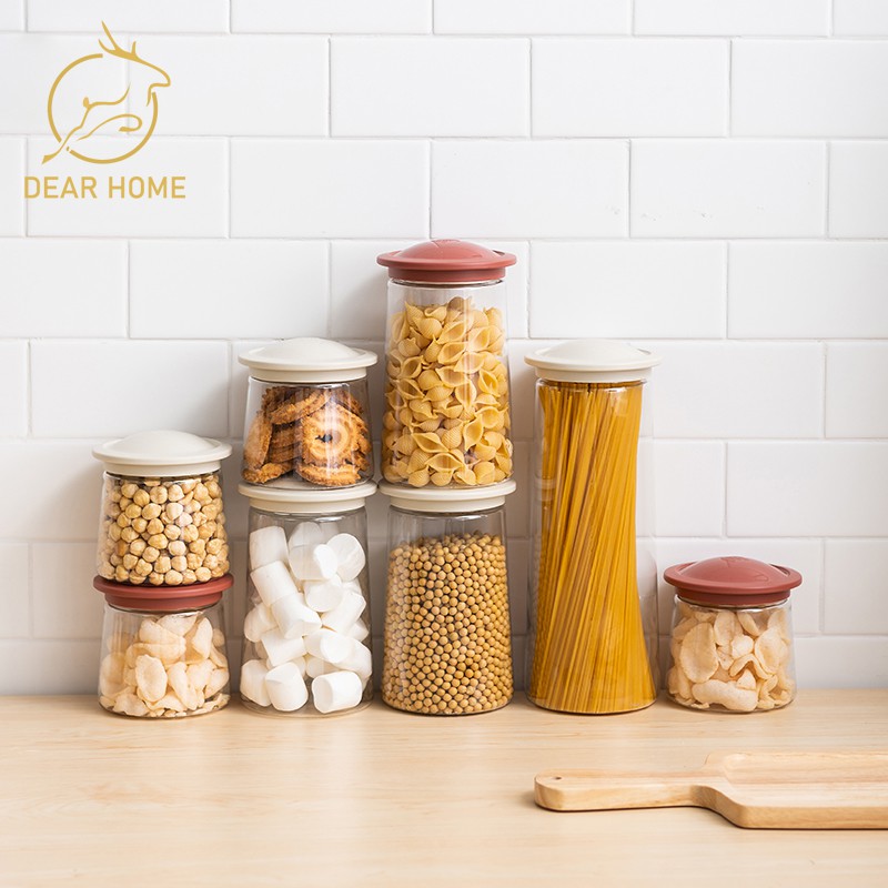 Dear Home ขวดโหลสูญญากาศ ขวดโหลพลาสติกเก็บของแห้ง โหลถนอมอาหาร โหลใส่อาหารแห้ง โหลเก็บธัญพืช โหลกลม