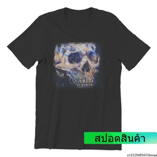 เสื้อยืดคอกลมพิมพ์ลายหัวกะโหลกอัลตราไวโอเลตสําหรับผู้ชาย