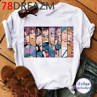 แขนสั้น เสื้อยืด jojo bizarre adventure t top Funky shirt women Tshirt T-Shirt Print Slim colourful funny Vintage male t