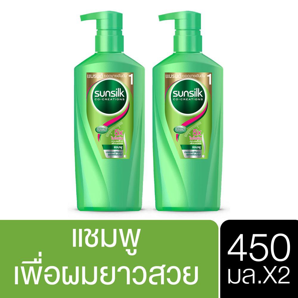 Sunsilk Shampoo Healthier and Long Green (450 ml) [2 Bottles] UNILEVER