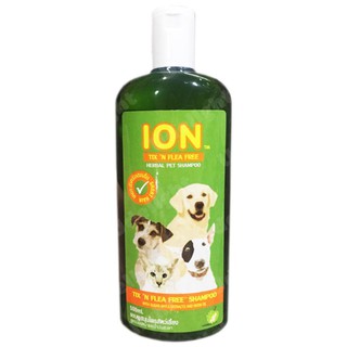 Ion 100% Natural แชมพูสมุนไพร ขจัดเห็บหมัด สำหรับสุนัข ขนสั้น ปลอดภัย จากธรรมชาติ100% 500มล. (1 ขวด)