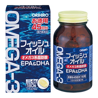 อาหารเสริม ORIHIRO Fish Oil 180 แคปซูล (สำหรับ 45 วัน) / EPA &amp; DHA / กรดไขมันโอเมก้า 3 / อาหารเพื่อสุขภาพ / ส่งตรงจากประเทศญี่ปุ่น