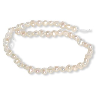 ลูกปัดมุกแท้ (Pearl) ลักษณะเม็ดกลมแบน (Flat Round) 8,9 mm - (LZ-0431 สีขาว)