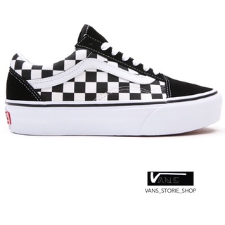 VANS OLD SKOOL PLATFORM CHECKERBOARD BLACK TRUE WHITE SNEAKERS สินค้ามีประกันแท้