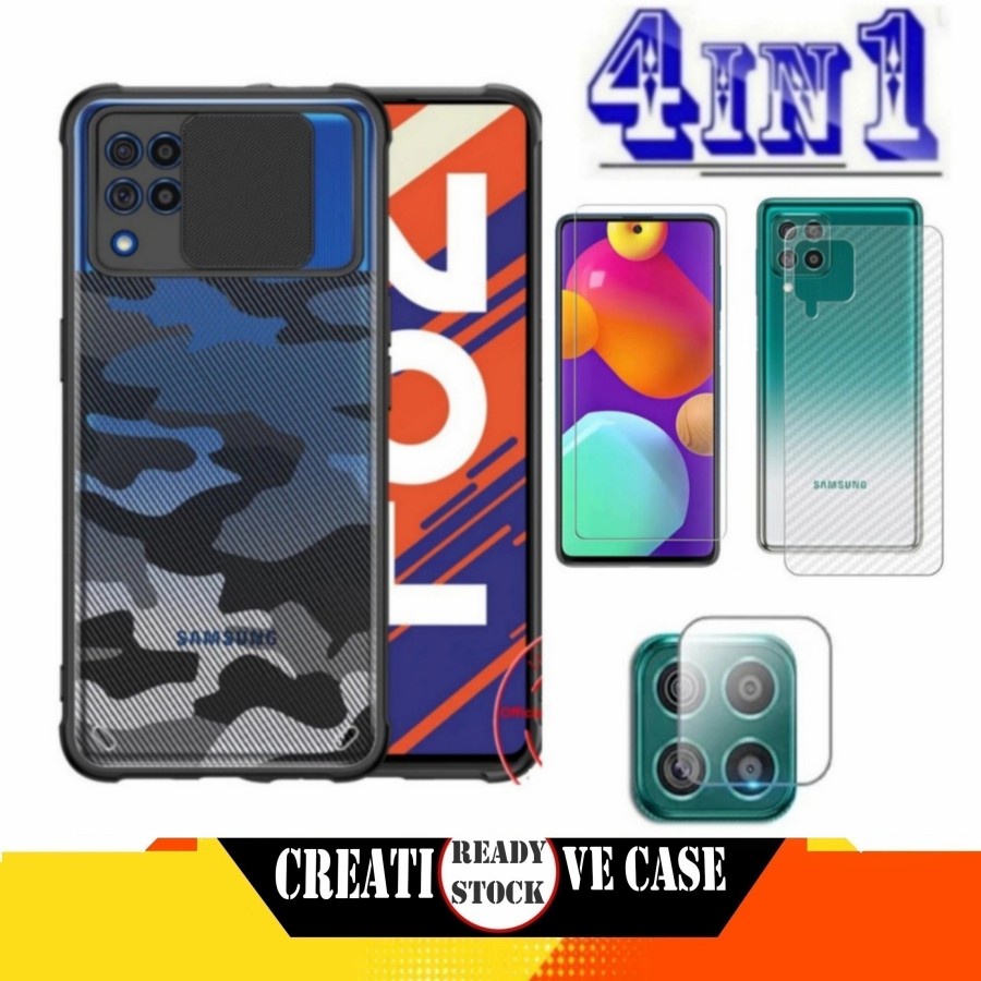 PACKAGE 2 INC 1 Case Samsung M62 / F62 Fusion Slide Army Protector