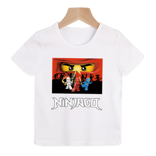 เสื้อยืดแขนสั้น ชนิดผ้าฝ้าย ลายการ์ตูน Ninjago สไตล์แฟชั่น สำหหรับเด็ก อายุ