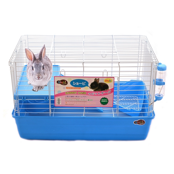 Shobi กรงโชบิ 2ชั้น พื้นที่กว้างขวาง อุปกรณ์ครบชุด สำหรับกระต่าย/แกสบี้ รุ่น R2F (สีน้ำเงิน)