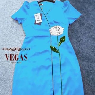 งานป้ายVegas ไซส์ M และ L สีฟ้า