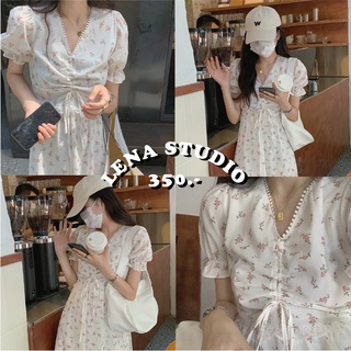 Lena Studio🌷พร้อมส่ง ♡ Floral Dress เดรสลายดอกแต่งแขนตุ๊กตาน่ารัก