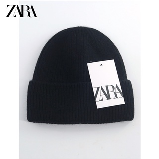 Zara หมวกถักไหมพรม กันลม ให้ความอบอุ่น สีพื้น เข้ากับทุกการแต่งกาย แฟชั่นฤดูหนาว สําหรับผู้หญิง