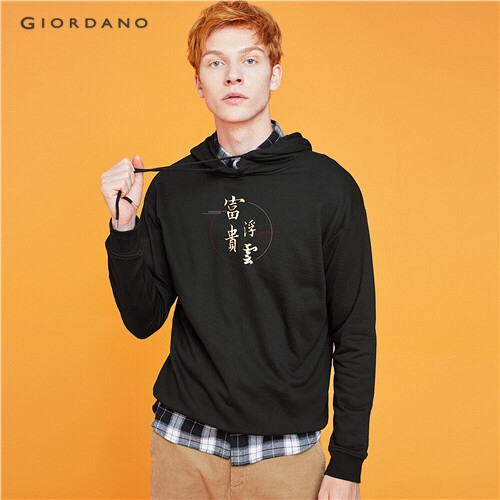 GIORDANO MEN Printed long-sleeve hoodie 91099693