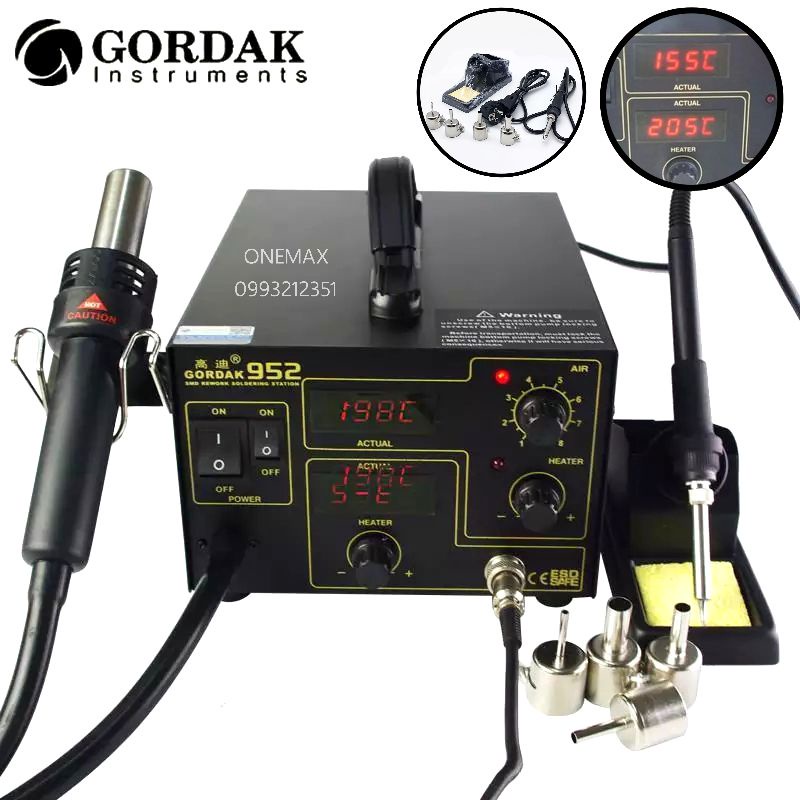 GORDAK  HOTARE 952A 952 850 เครื่องเป่าลมร้อน พร้อมหัวแร้งบัดกรีปรับอุณภูมิได้ ซ่อมโทรศัพท์ ซ่อมมือถ