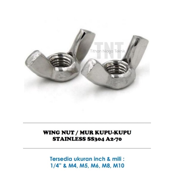 M8 น็อตผีเสื้อสแตนเลส 1.25 เกลียวหรือ M8x1.25 SS304 น็อตปีกผีเสื้อ