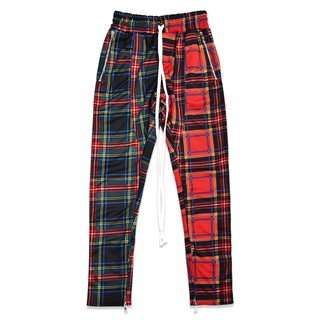 TZ worldwide TZ CROSS PLAID TRACK PANT - RED &amp; BLACK