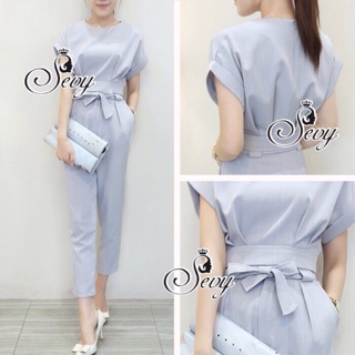 🎉Sevy Two Pieces Of Pastel Blue Crop Short Sleeve With Easy Pants Sets