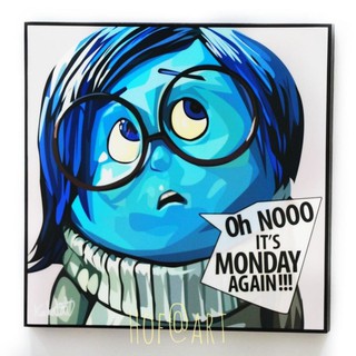 Sadness แซดเนส ความเศร้า เรื่อง Inside out มหัศจรรย์อารมณ์อลเวง รูปภาพ​ติด​ผนัง​ pop art การ์ตูน อนิเมชั่น กรอบรูป