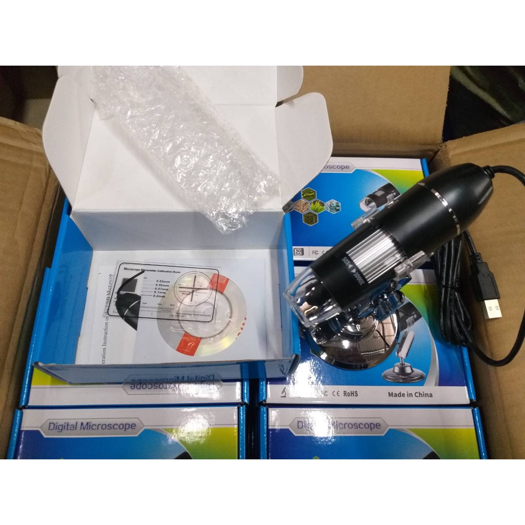 Microscope 1600X/1000x 8 LED USB2.0 กล้องขยายซูม กล้องไมโครสโคปแบบดิจิตอล กล้องส่องพระ พร้อมCD โปรแกรม สต๊อกไทย