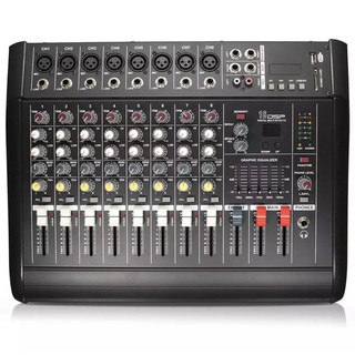 มิกเซอร์ Mixer เครื่องเสียง เพาเวอร์มิกเซอร์ ขยายเสียง700วัตต์ 8CH USB/SD CARD EFFECT 16DSP รุ่น (PMX802D)