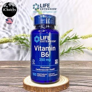 [Life Extension] Vitamin B6, 250 mg 100 Vegetarian Capsules วิตามินบี 6 บี6 บี-6 B-6 B6 B 6 สุขภาพหัวใจและหลอดเลือด