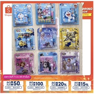 🔥7D86VS6Y รับส่วนลด20% ลดสูงสุด 40.-🔥สมุดโน๊ตลายการ์ตูน สมุด+ปากกาขนาดพกพา (1แพ็ค)