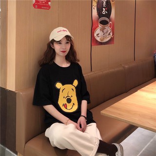 ☘️[พร้อมส่ง]☘️ เสื้อหมีพู(สีดำ) เสื้อแฟชั่นงานเกาหลี ใส่สบาย น่ารัก