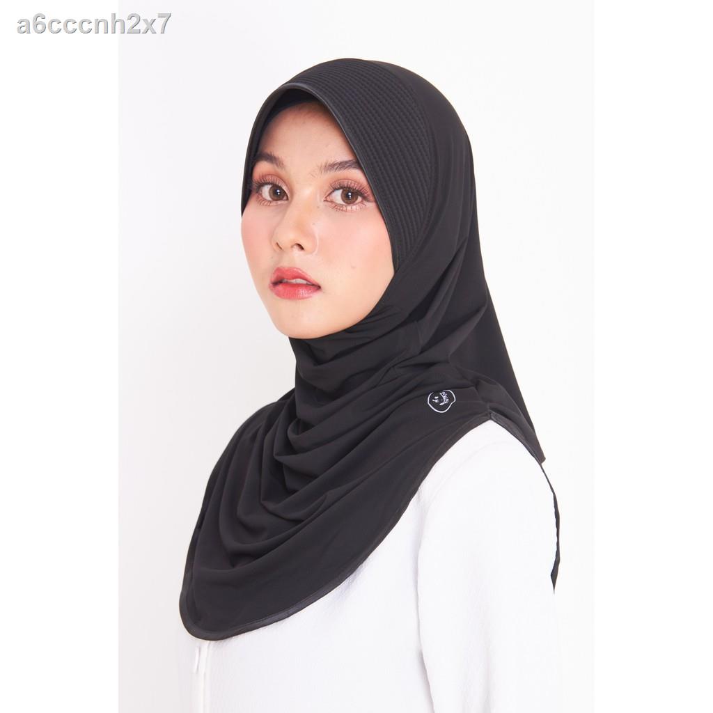 ✖☞NUNUH CLASIC ผ้าคลุมฮีญาบแบบสำเร็จคลาสสิค สีดำ ทรงฟองน้ำตรง FN-T