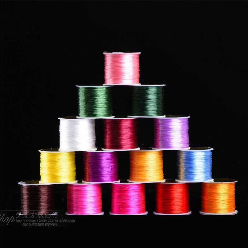 เชือกร้อยลูกปัด แบบยืดหยุ่น 60 เมตร ต่อม้วน 18 สี Diy เชือกเทียน