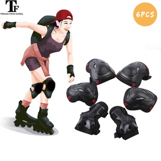 สเกตบอร์ดเข่า Pads 6 แพ็คจักรยานเข่า Pads และ Elbow Pads Skate อุปกรณ์ป้องกันกระเป๋า