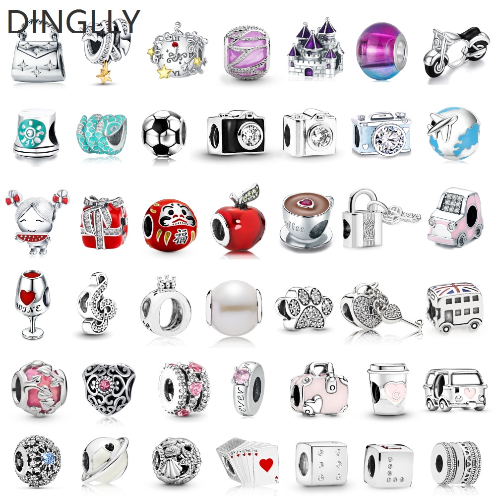 Dinglly จี้ลูกปัด รูปหัวใจ สีเงิน สําหรับล็อกกุญแจ เครื่องประดับ DIY