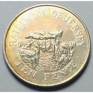 เจอร์ซีย์ (Bailiwick of Jersey),ปี 2007, 10 Pence,  Queen Elizabeth II, Faldouet Dolmen, St. Martin