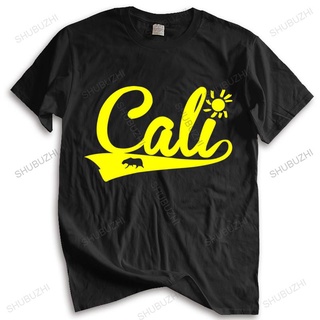 เสื้อยืดโอเวอร์ไซส์ขายดี เสื้อยืดผ้าฝ้าย พิมพ์ลาย Cali Fornia Cali Republic Sunset Bear สีดํา แฟชั่นฤดูร้อน สําหรับผู้ชา