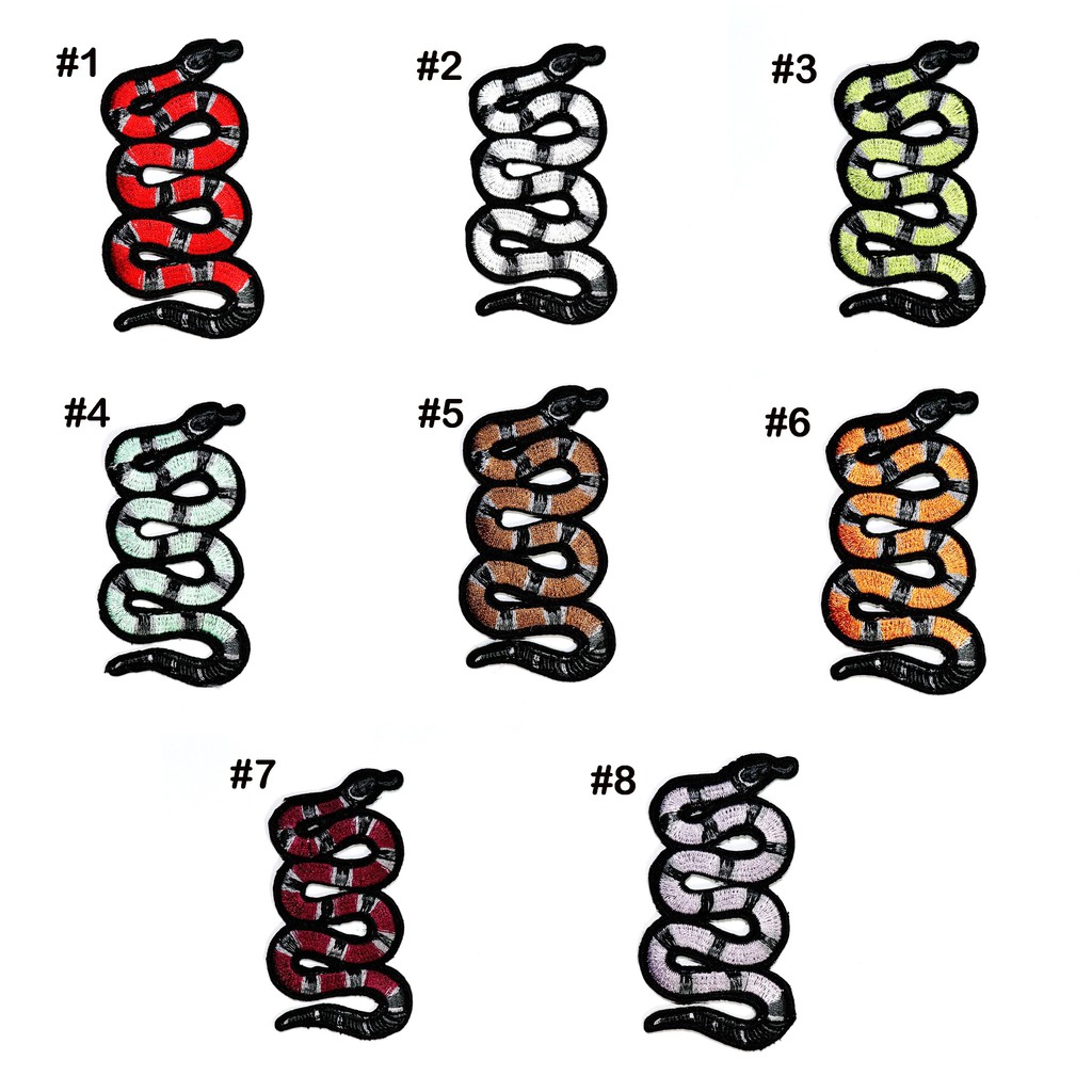 ตัวรีดติดเสื้อ งานปัก ลาย งู งูทะเล หลากสี Coral snake Patch ตัวรีด WOP DIY อาร์มติดเสื้อ กระเป๋า กางเกง ยีนส์ สวยๆ