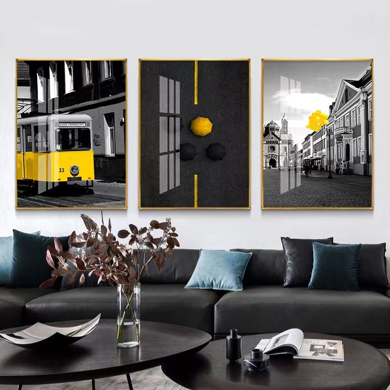 HUI (1เซ็ท3รูป) ภาพติดผนัง ,สถาปัตยกรรม, วิวเมือง ภาพติดผนัง30*40CM