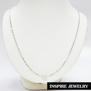 Inspire Jewelry , สร้อยคอขนาด 1 บาท ยาว 24" สวมคอได้ ชุบเงิน Silver Plated พร้อมถุงกำมะหยี่