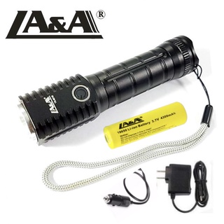 LA&amp;A ไฟฉายแรงสูง ไฟฉาย Rechargeable Flashlight ไฟฉายชาร์จได้ รุ่น T6-8019 แสงสีขาว