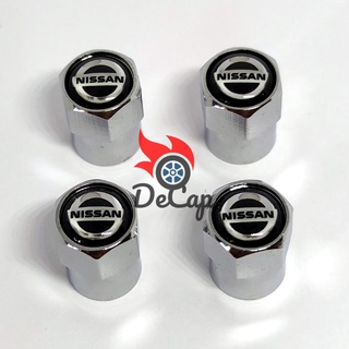 จุกลม ยางรถยนต์ พร้อมโลโก้ นิสสัน Nissan 1 ชุด (4 อัน) - Car Tire Valve Caps