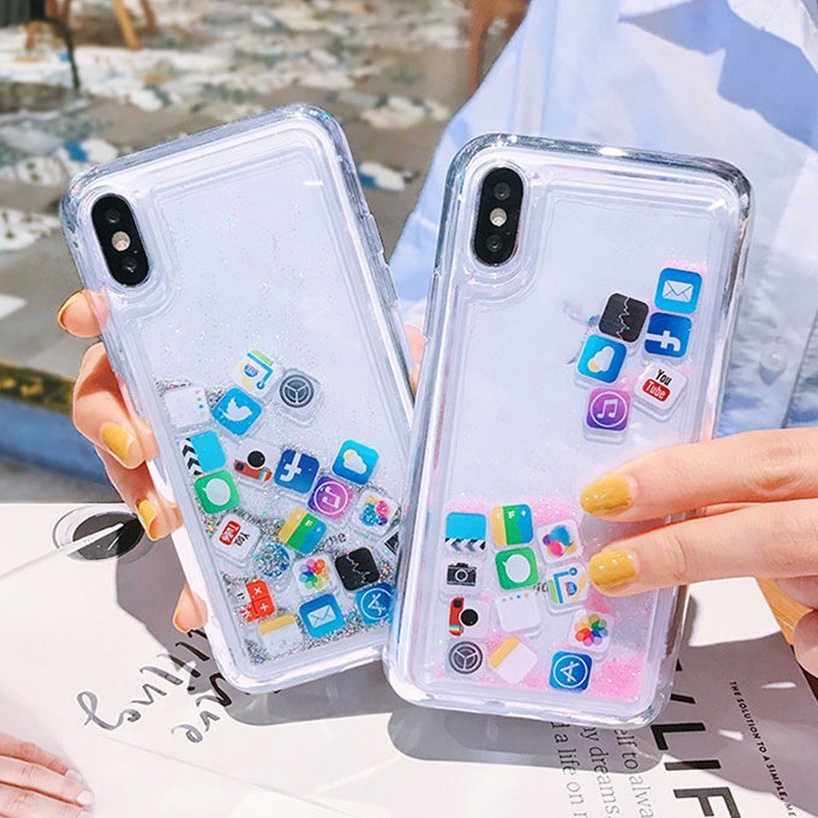 สําหรับ iPhone 13 Pro Max 12 11 X/XS XR XSMAX 7P/8P แฟชั่น Quicksand เคสโทรศัพท์