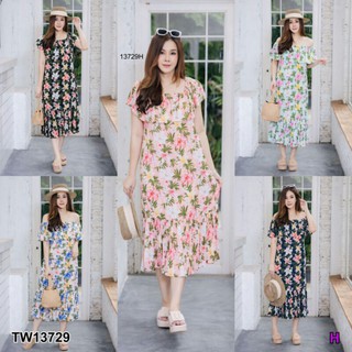 Maxi Dress #สาวอวบ เดรสยาว แต่งระบาย ใส่ได้หลายแบบใส่แบบปกติหรือเปิดไหล่ก็ได้