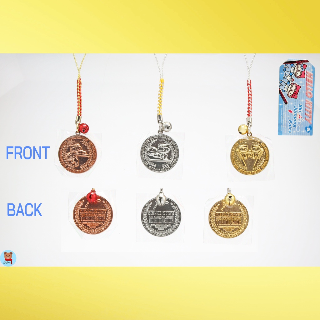 ✅3ชิ้นHello Kitty copper silver golden coins keychains from Japan Sanrio🇯🇵พวงกุญแจ คิตตี้ เหรียญ จาก