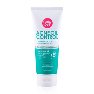 (150ml.) Cathy Doll Acne Oil Control Cleansing Foam เคที่ดอลล์ คลีนซิ่งโฟม หลอดเขียว