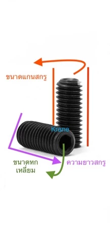 สกรูตัวหนอน ดำ เหล็กแข็ง 12.9 M4