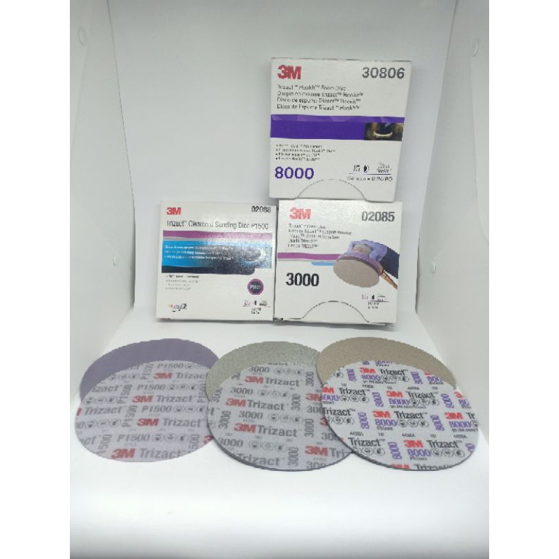 กระดาษทราย(Trizact) 3M ขนาด 6นิ้ว เบอร์ 1500/3000/8000อย่างละ2แผ่น