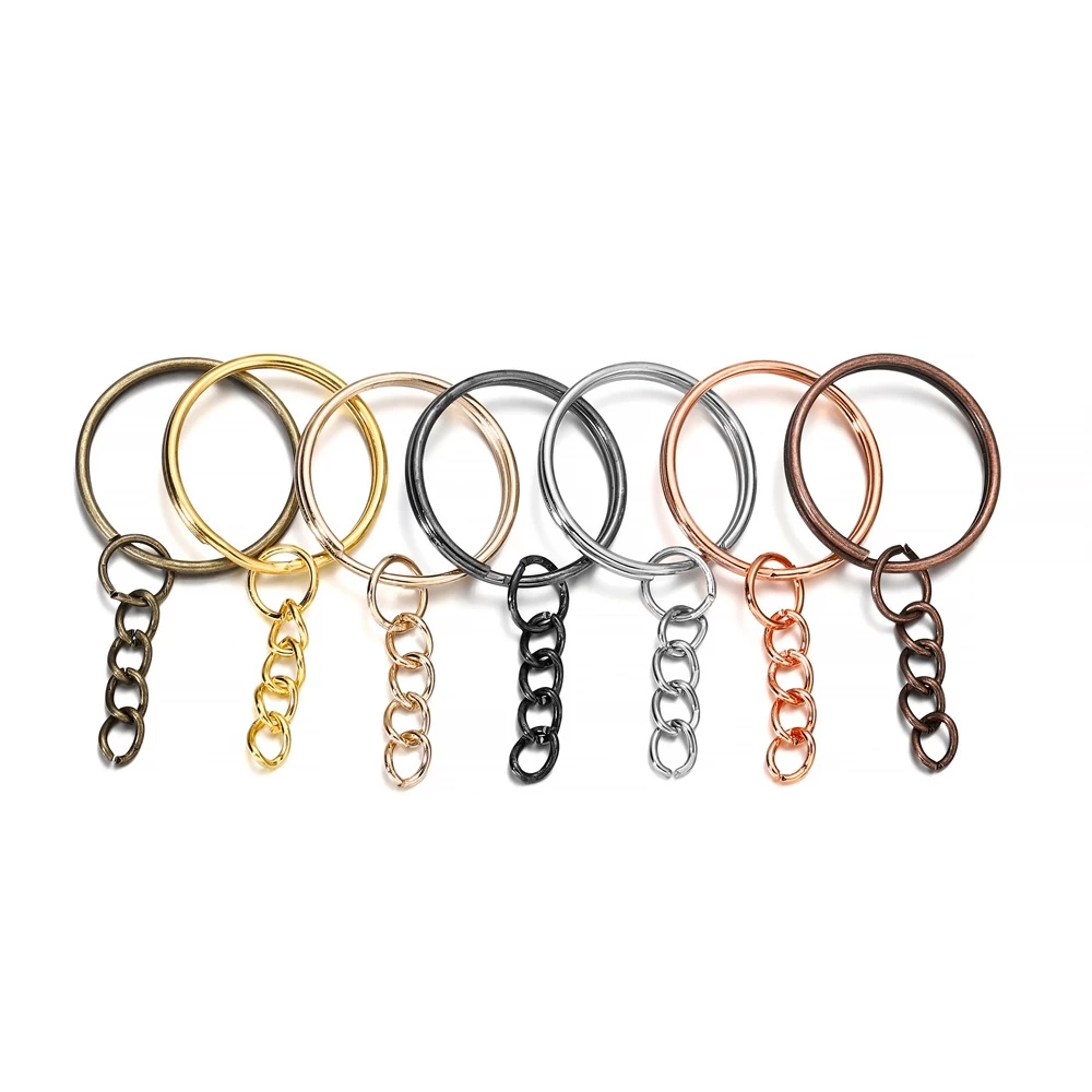 St.kunkka 10 ชิ้น แหวนเหล็ก วงกลมคู่ สีขาว เครื่องประดับ แฮนด์เมด ขนาดเล็ก diy พวงกุญแจโลหะอัลลอย พร้อมโซ่ หลากสี สําหรับทําเครื่องประดับ