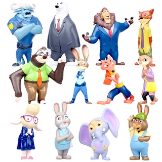 ฟิกเกอร์ อนิเมะ Judy Hopps Nick Wilde Zootropolis Fox Rabbit ของเล่นสําหรับเด็ก 12 ชิ้น