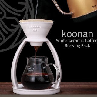 Hillkoff : ดริปสเเตนเลสเซรามิก Koonan:KN-5982 White Ceramic Coffee Brewing Rack